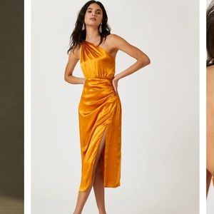 *moving sale* Anthropologie One-shoulder Silk Midi Dress